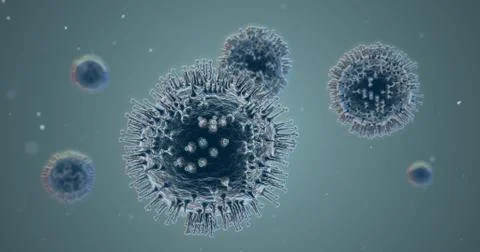 3D Rendering Realistic Covid 19 Novel Corona Virus Blue Stock Illustration