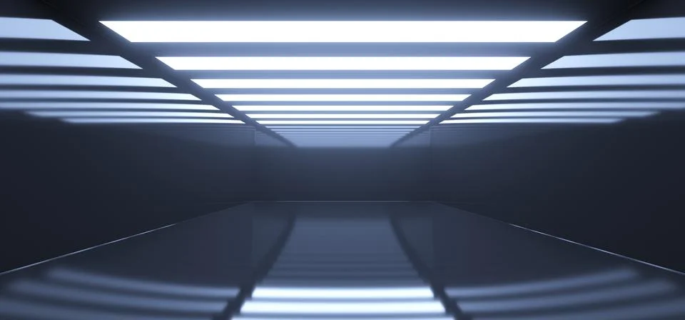 3D Rendering Of Realistic Empty Dark Room With Lights Ilustración de archivo