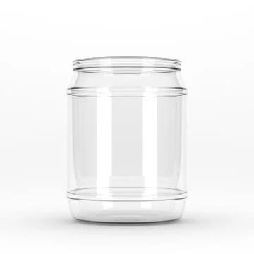 3D rendering Realistic empty glass jar without cap isolated on white backgrou Stock Photos