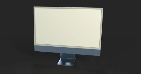 3D rendering of a realistic flat-screen computer monitor with a blank screen - Illustrazione stock