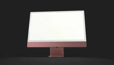 3D rendering of a realistic flat-screen computer monitor with a blank screen - Stock Illustration