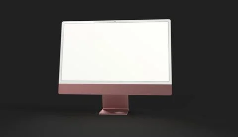 3D rendering of a realistic flat-screen computer monitor with a blank screen - Stock Illustration