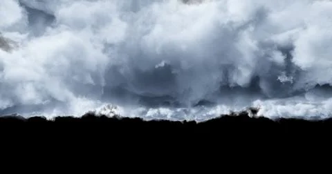 3d rendering. Realistic fluffy dense clouds on a black background. Element fo Stock Illustration