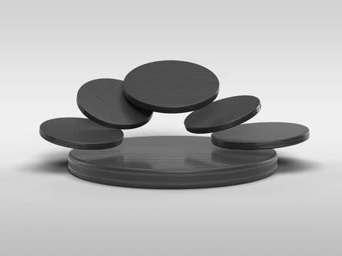 3D rendering Realistic minimalist dark podium for product display. Floating l Stock Illustration