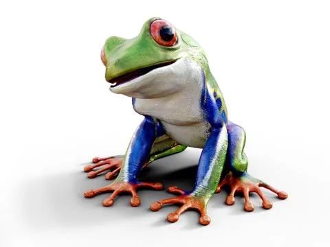 3D rendering of a realistic red-eyed tree frog. Stock Illustration