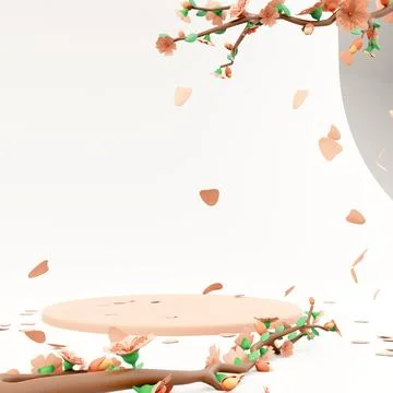 3d rendering realistic scene with a pedestal in pastel pink colors icon. 3d Stock Illustration