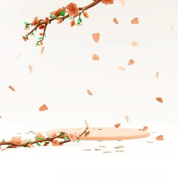 3d rendering realistic scene with a pedestal in pastel pink colors icon. 3d Stock Illustration