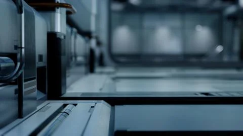 3D rendering of realistic sci-fi spaceship corridor 스톡 일러스트