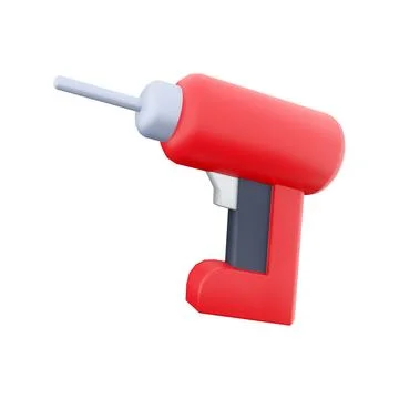 3D rendering of a rechargeable and cordless drill on a white background. 3D Stock Illustration