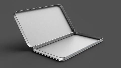 3D rendering of a rectangle blank silver box for pencil or stationery isolated Foto stock