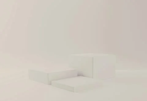 3D rendering of rectangle cube product showcase table on isolate background Stock Illustration