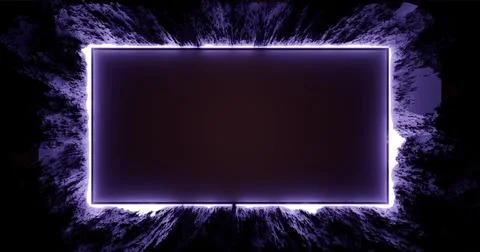 3d rendering. Rectangular neon frame in rock formation. Background for your d Stock Illustration