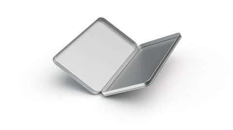 3d rendering of a rectangular silver pencil box or case on a white background 스톡 일러스트
