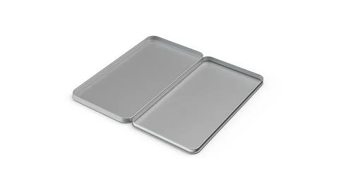 3d rendering of a rectangular silver pencil box on a white background 스톡 일러스트