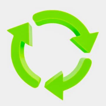 3D rendering on recycling symbol against gray background Stock Illustration