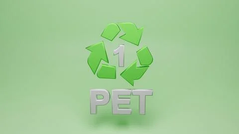 3d rendering of recycling symbols for plastic - 1 PET Stock Illustration