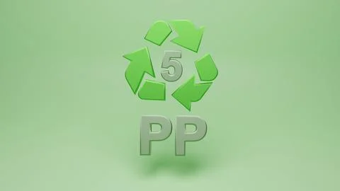 3d rendering of recycling symbols for plastic - 5 PP Stock Illustration