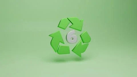 3d rendering of recycling symbols for plastic - 6 Stock Illustration