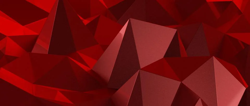 A 3D rendering of red abstract geometric triangular polygon style for backgro Stock Illustration