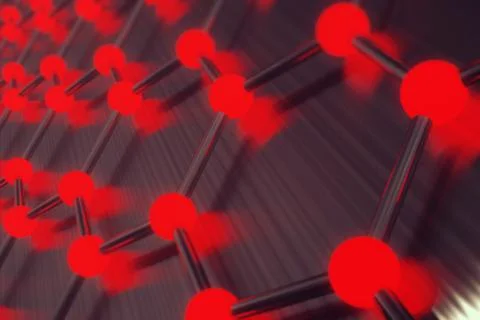 3d rendering red abstract nanotechnology hexagonal geometric form close-up Stock Illustration