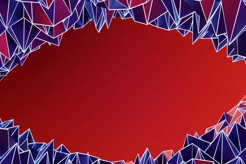 3D rendering. Red and purple pattern of triangles of different shapes. Minima Stock Illustration