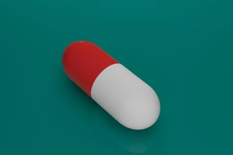 3d rendering of red and white pill Stock Illustration