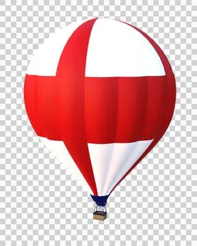 3D rendering of a red and white hot air balloon in flight isolated on transpa Stock Illustration