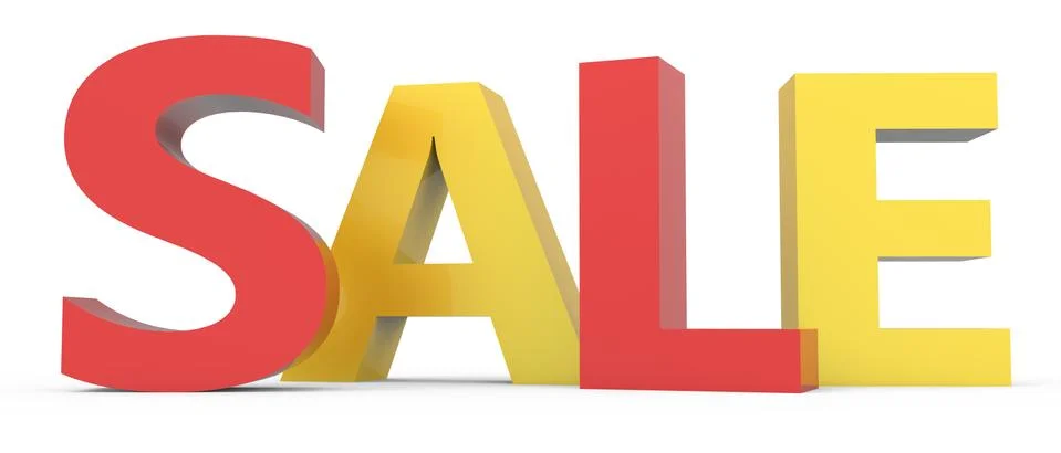 3d rendering of red and yellow sale Stock Illustration