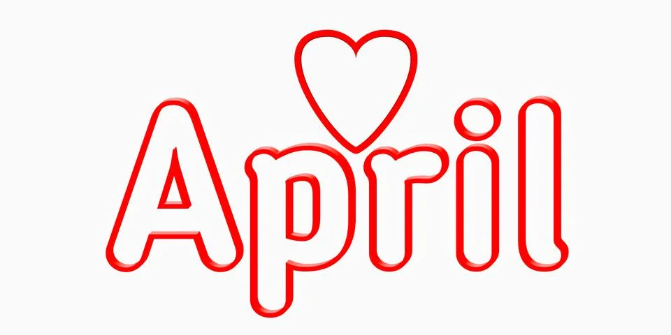 3d rendering Red April text isolated on White 库存插图