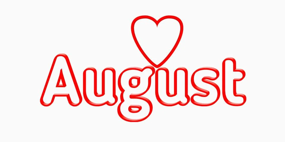3d rendering Red August text isolated on White Illustration