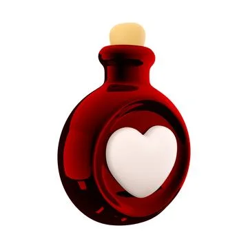 3d rendering red bottle with love potion icon. Valentines day symbol. 3d render Stock Illustration