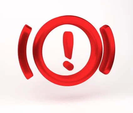 3D rendering. Red brake Warning light symbol, dash board. Stock Illustration
