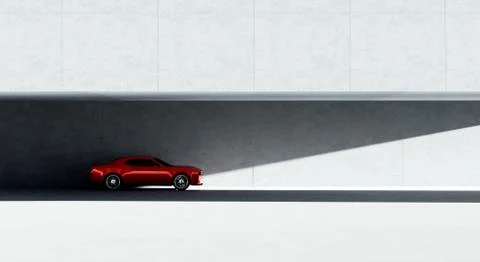 3D rendering red brand less sports car Stock Photos