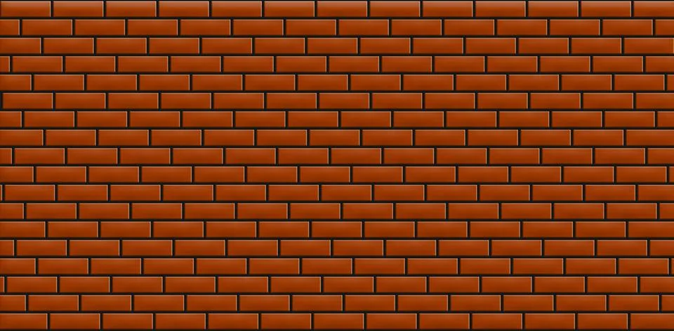 3D rendering of a red brick wall. Background of smooth brickwork. A pattern o Stock Illustration