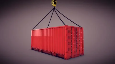 3d rendering of the red cargo container with a hook Stock Illustration