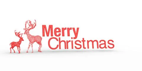 3D rendering of red Christmas deer with a greeting on a white background Stock Illustration