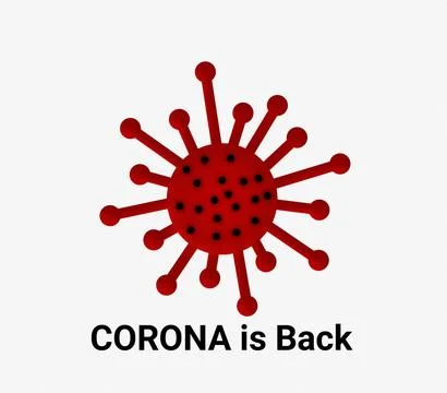 3D rendering red coronavirus icon symbol with CORONA is back text isolated .. Stock-Illustration