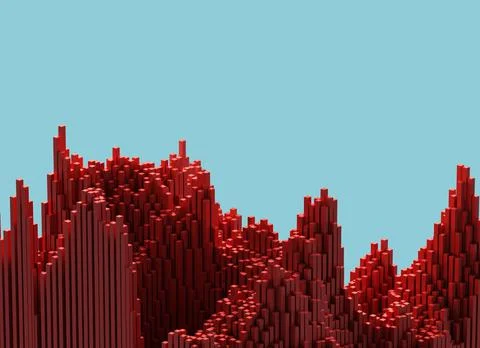 3d rendering red cubes data buildings city abstract background Stock Illustration