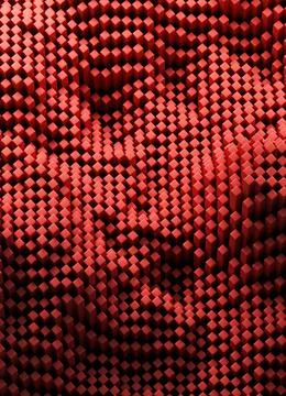 3d rendering red cubes data buildings city abstract background Stock Illustration