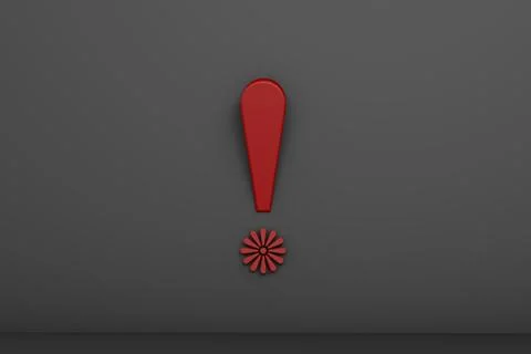 3d rendering of red exclamation mark on black background. Stock Illustration