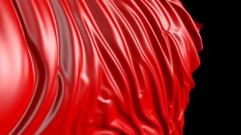 3D rendering of red fabric. The fabric develops smoothly in the wind 写真素材