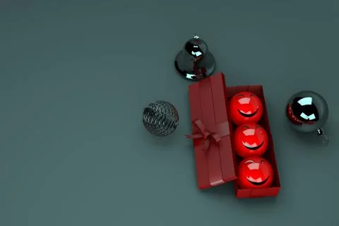 3d rendering of red gift box with red ribbon on black background. Stock Illustration