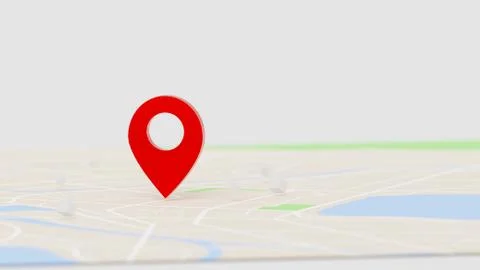 3D Rendering red GPS pinpoint of destination on the map, for navigator and ro 스톡 일러스트