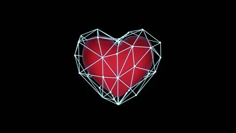 3d rendering  red heart on black background. Stock Illustration