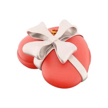 3d rendering red heart gift box with small hearts icon. 3d render box gift icon Illustrazione stock