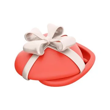 3d rendering red heart gift box with small hearts icon. 3d render box gift icon 스톡 일러스트