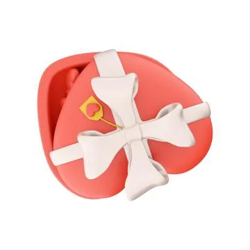 3d rendering red heart gift box with small hearts icon. 3d render box gift icon Stock Illustration
