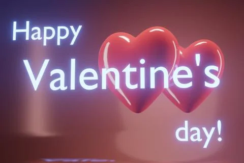 3D rendering Red hearts is flying on a red background. Symbols of love for ha Foto stock