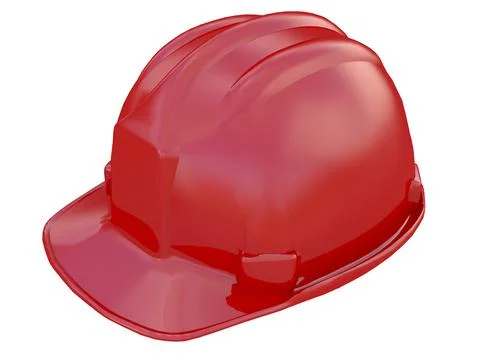 3D rendering of a red helmet for a worker on white background Stock Illustration