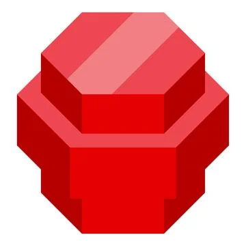 3d rendering of a red hexagon forming a three steps podium Stock Illustration